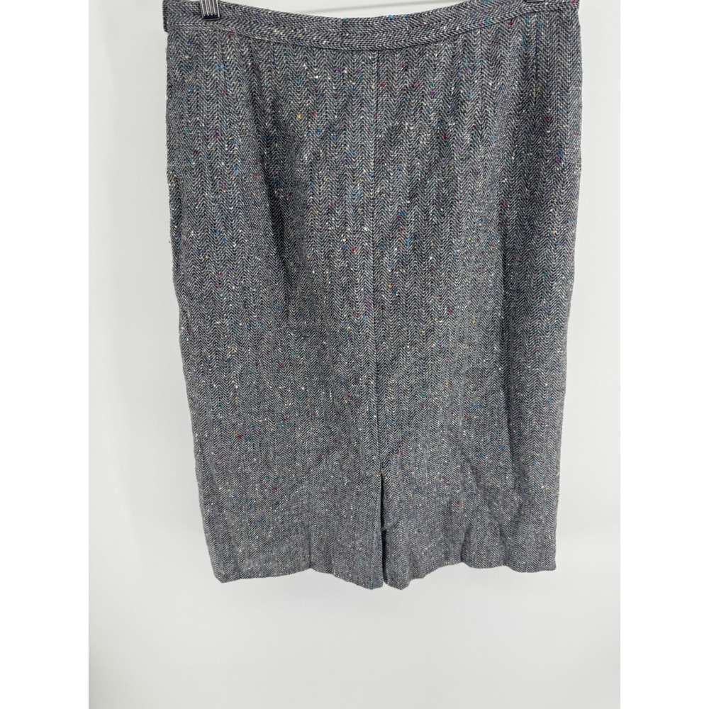 Vintage Pendleton Grey Herringbone Wool Confetti Tweed Pencil Skirt Size 12 USA - Picture 4 of 6
